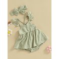 thumbnail image 3 of xiaxaixu Ensemble de Barboteuse pour Bébé Fille, Robe Trapèze à Manches Volantées et Col Ras du Cou avec Bandeau pour un Usage Quotidien Décontracté, 3 of 8