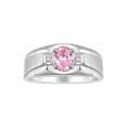 thumbnail image 1 of RYLOS Men's Rings Sterling Silver Classic 7X5MM Oval Gemstone & Diamond Ring Pink Ice October Birthstone Rings For Men, Silver Rings, Size 12, 1 of 7