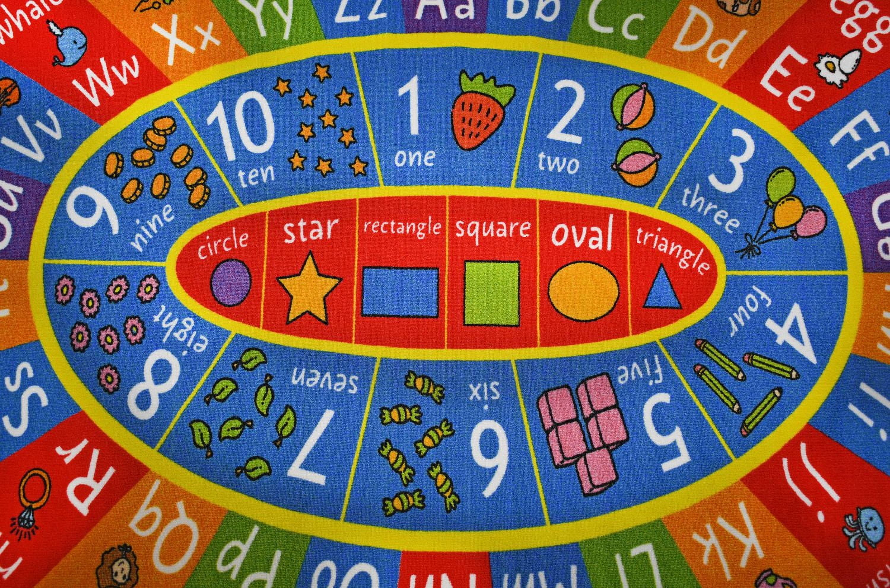 KC Cubs collection de récréation Alphabet ABC, nombres et formes d'apprentissage éducatif et jeu tapis de tapis ovale pour enfants et enfants chambres et salle de jeux