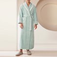 thumbnail image 2 of FhsagQ Pajamas Men's Pajamas Sleepwear Long Mens Fuzzy Robe Mid Length Bathrobe Belted Soft Bath Robes Kimono Robe with Pockets Fall Winter Spa Robes Mens Pajamas Trunks Low Rise Super Fit Green M, 2 of 3