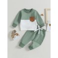 thumbnail image 2 of Faithtur Baby 2Pcs Fall Outfits Long Sleeve Contrast Color Pullover Tops and Pants Set Toddler Clothes, 2 of 9