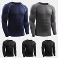 thumbnail image 3 of Chandails de Compression pour Hommes 3 Pcs Élastiques Séchage Rapide Couche de Base Col Rond Manches Longues T-Shirt de Sport, 3 of 7