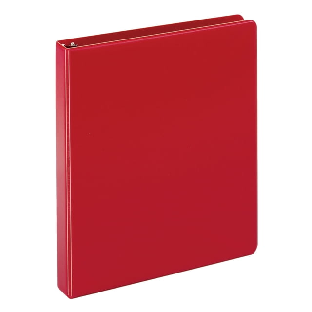 School Smart Polypropylene Round Ring Binder, 1 in, Red