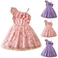 thumbnail image 1 of LOVZFMLL Robe pour Enfant 3-8 Ans, Mode, Couleur Unie, Paillettes, Fermeture Éclair, Manches Courtes, Col Rond, 1 of 9