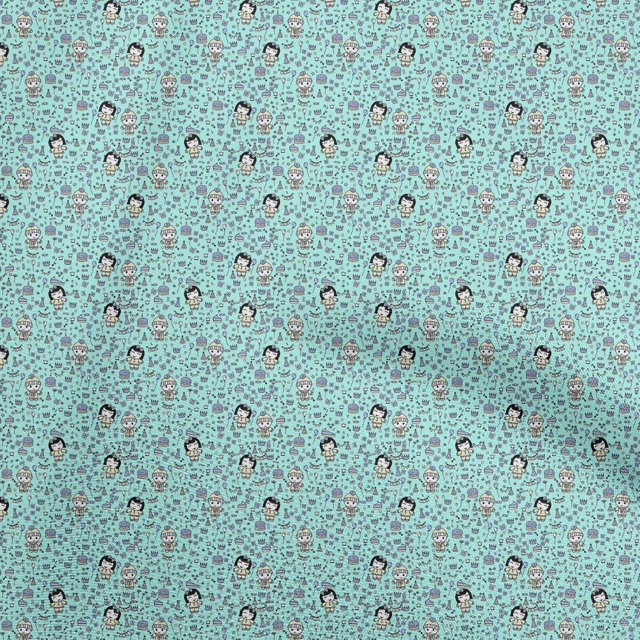 oneOone Cotton Flex Aqua Blue Fabric Random Craft Projects Decor Fabric Printed By The Yard 40 Inch Wide