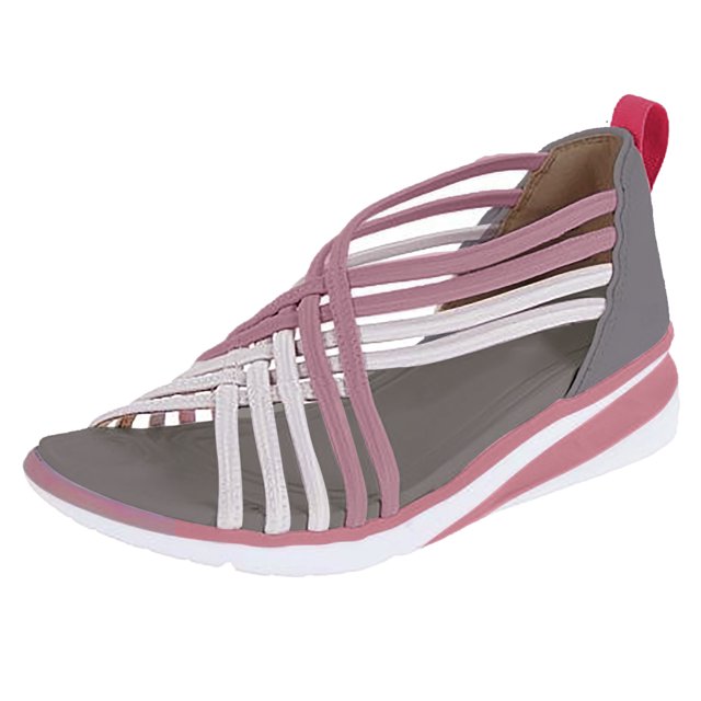 ZTTD Sandales Décontractées Mode pour Femmes à Bride Croisée Bout Rond Bande Élastique Chaussures à Enfiler Rose