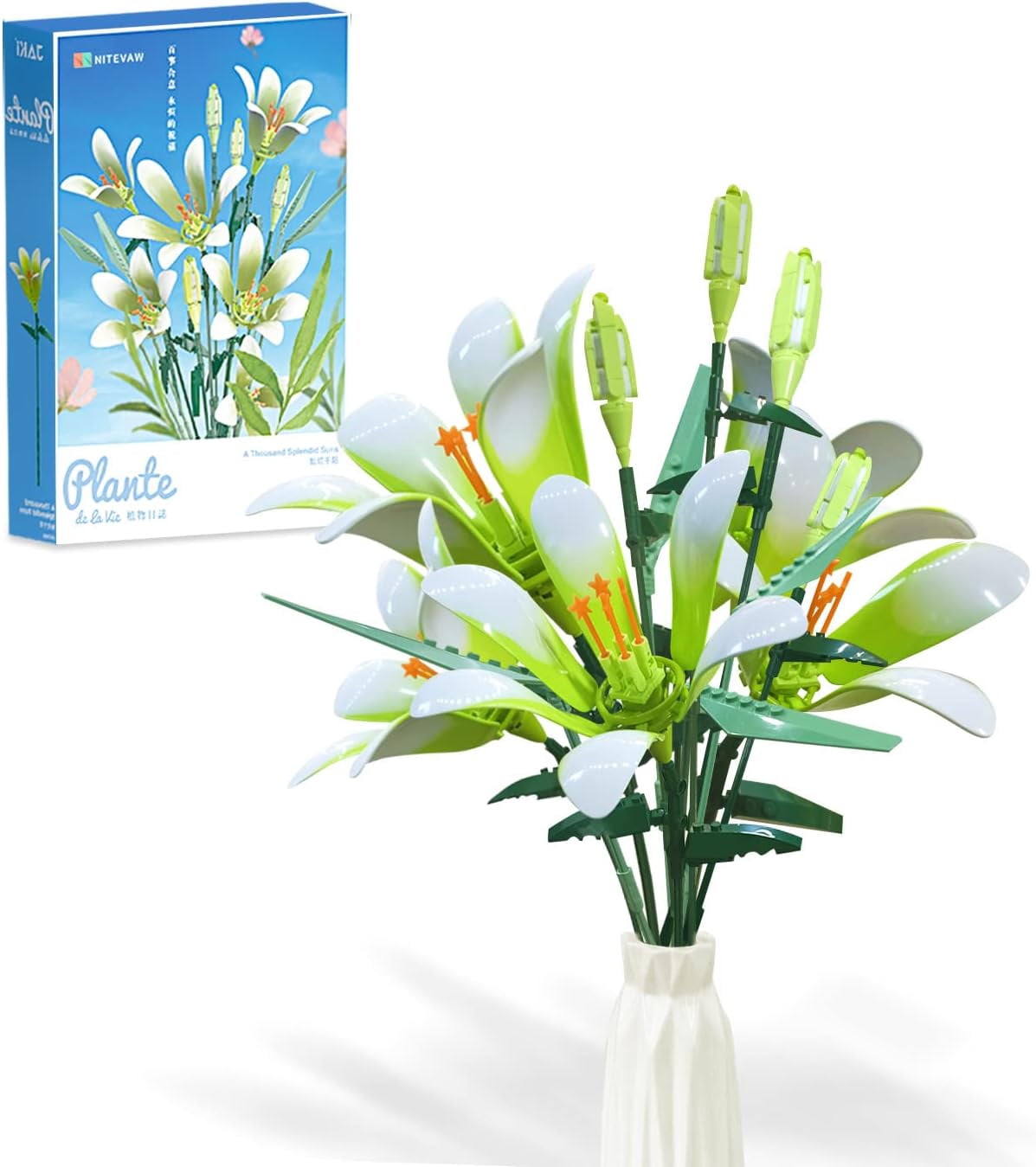 Lily Flowers Building Blocks with Exquisite Packaging Box, Ideal for Home Decoration Display (518pcs) - Compatible with Lego Flower Bouquet Set