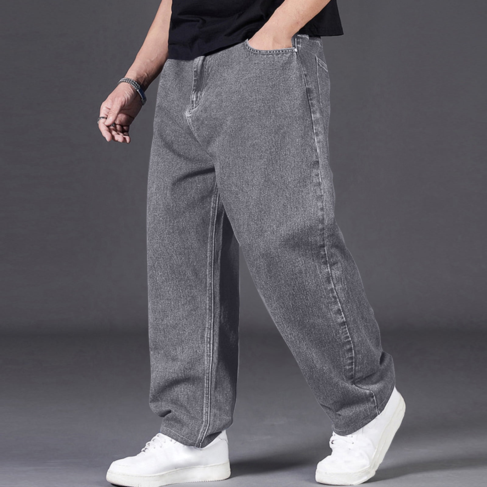 Weiqiqre Pants for Men Loose Fit Baggy Jeans Casual Streetwear