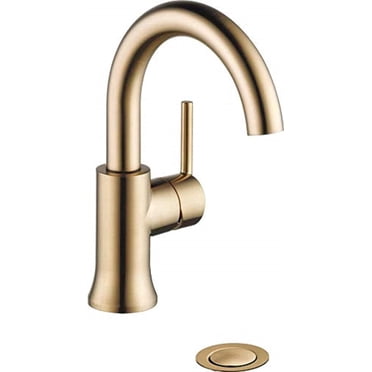 Delta Faucet Trinsic Single-Handle Bathroom Faucet with Diamond Seal Technology and Metal Drain Assembly, Champagne Bronze 559HA-CZ-DST