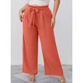 thumbnail image 3 of Showmall Plus Size Women's 4X Lightweight High Waisted Wide Leg Pants with Pockets, 3 of 8