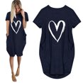 thumbnail image 5 of Pisexur Robe Maxi pour Femme Grande Taille Été Décontractée à Imprimé Cœur à Manches Courtes Col Rond Ample Unie Chemise de Nuit Plissée Robe de Sommeil Confortable avec Poches, 5 of 5