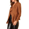 thumbnail image 4 of INSPIRE CHIC Veste en Faux Suède pour Femme à Manches Longues, devant Drapé, Vestes de Moto, 4 of 6