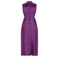 thumbnail image 4 of Lenago Robes de Mariée Grande Taille pour Mariée Mode Femmes Été Uni Décontracté Col Rond Sans Manches Fente Haute Robe Maxi Robes d'Été de Plage en Liquidation, 4 of 7