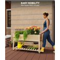 thumbnail image 2 of Bingirl Jardinière Surélevée avec Pattes et Roues - Bac de Plantation Extérieur 48x24x30 Pouces avec Doublure Imperméable et Tablette de Rangement - pour Patio, Terrasse, Balcon, Cour Arrière, 2 of 8