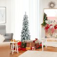 thumbnail image 2 of Patiojoy 4FT Pre-lit Artificial Christmas Tree Snow-flocked Xmas Pencil Tree with 225 Branch Tips 100 LED Lights 2 Lighting Colors, 2 of 9