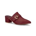 thumbnail image 1 of BLISSFUL STEP Women's Shoes Buckle Strap Pointed Toe Chunky Heel PU Vamp Mule Shoes Burgundy 7, 1 of 7