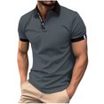 thumbnail image 2 of ylioge Mens Shirts Short Sleeve Golf Tees Shirt Office Work Pullover Button Collared Casual Color-Block Loose Comfort Tshirts Tops, 2 of 6