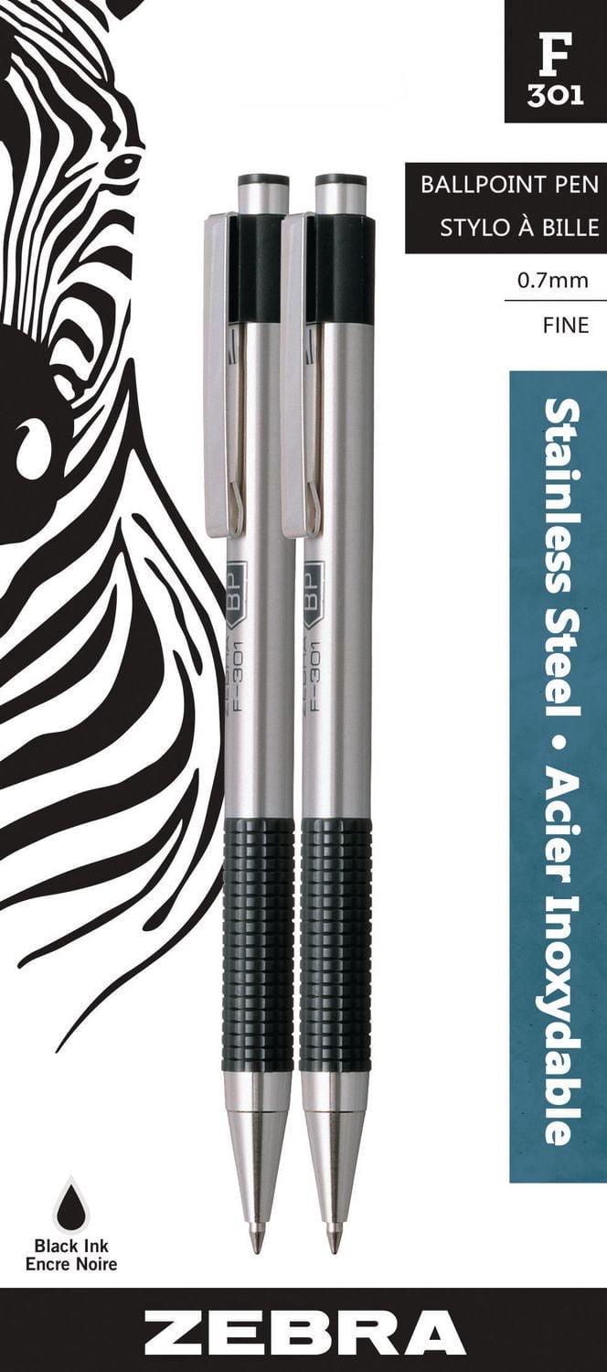 ZEBRA F-301 Stainless Steel Retractable Ballpoint Pens