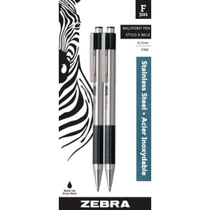 ZEBRA F-301 Stainless Steel Retractable Ballpoint Pens