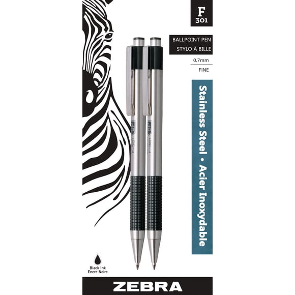 ZEBRA F-301 Stainless Steel Retractable Ballpoint Pens