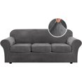 thumbnail image 1 of Modern Velvet Plush 4 Piece High Stretch Sofa Slipcover Furniture Protector Form Fit Luxury Thick Sofa Cover, Machine Washable, 1 of 6