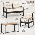 thumbnail image 3 of Gymax Set Of 4 Patio Conversation Set w/ Coffee Table Solid Acacia Wood Armrests Tabletop, 3 of 4