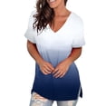 thumbnail image 3 of Blouse à Imprimé Dégradé pour Femme, Col en V, Manches Courtes, T-Shirt Ample, Hauts, 3 of 7