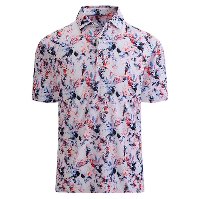 Hauts pour Femmes Été Mode Imprimé Haut Ample Manches Courtes T-Shirt Col Rabattu T-Shirts pour Femmes Rouge m