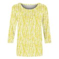 thumbnail image 4 of HKEJIAOI 3/4 Chemises Manches pour Femmes Col Rond Imprimé Floral Blouse d'Été M, 4 of 5