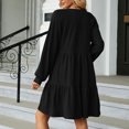 thumbnail image 4 of EQWLJWE Liquidation d'Économies d'Été! Robe Décontractée pour Femme Couleur Unie à Manches Longues Col en V Ourlet Plissé Robe d'Automne Longueur Genou Robes d'Été 2023, 4 of 7