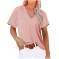 thumbnail image 1 of Birdeem Mode Femmes Décontracté Uni Chandail à Enfiler Col en V Manches Courtes T-Shirt Hauts Blouse, 1 of 5