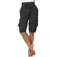 thumbnail image 1 of Pantalon Cargo Ample Décontracté pour Femmes, Uni, à Cordon de Serrage, Jambe Grand, Court, 1 of 5