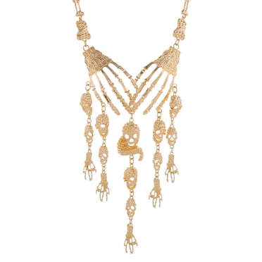 TopLLC Necklaces Colliers et Pendentifs Punk Chaîne de Crâne en Acier Allié Pendentif Collier Vintage Couleur Or Noir Colliers Déclaration Hip-Hop Skull