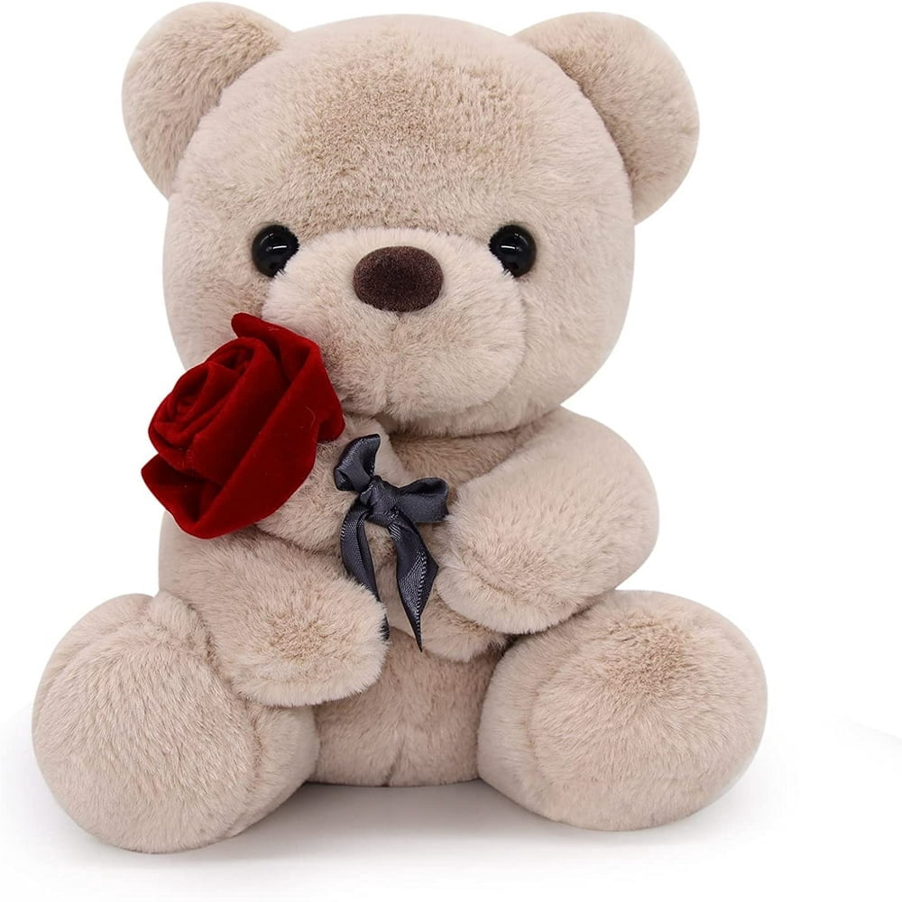 MesaSe Teddy Bear Plush Toy Teddy Bear Stuffed Animal with Rose  Kawaii Brown Stuffed Teddy Bear Plush Bear Bear Plushie Toy for Kids Girl Girlfriend Birthday Valentine‘s Day Gifts