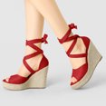 thumbnail image 2 of BLISSFUL STEP Women's Solid Color Lace up Espadrilles Platform Wedges Sandals, 2 of 7