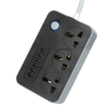 Prise Banque Multifonctionnelle pour la Maison, Prise Standard, Interrupteurs à Bande Perforée, Barre de Prise, Carte de Câblage, Longueur de Ligne, Prise 6,5 Pi avec Prise USB