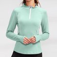 thumbnail image 2 of CEHVOM Blouse de Sport à Manches Longues pour Femmes, Couleur Unie, Col Rabattu avec Fermeture Éclair, Liquidation, 2 of 8
