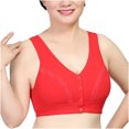thumbnail image 1 of Womens Racerback Bras Solid Sleeveless Plus Size Lingerie Front Four Button Wide Strap Tank Bra V-Neck Padded Bra Feature Hook and Eye Closure T-Shirt Bra Style Y-70 , Red 5XL, 1 of 4