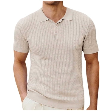 Gspmoly T-Shirt pour Homme, Haut d'Été Uni à Boutons Ample en Tricot à Manches Courtes pour Homme Liquidation