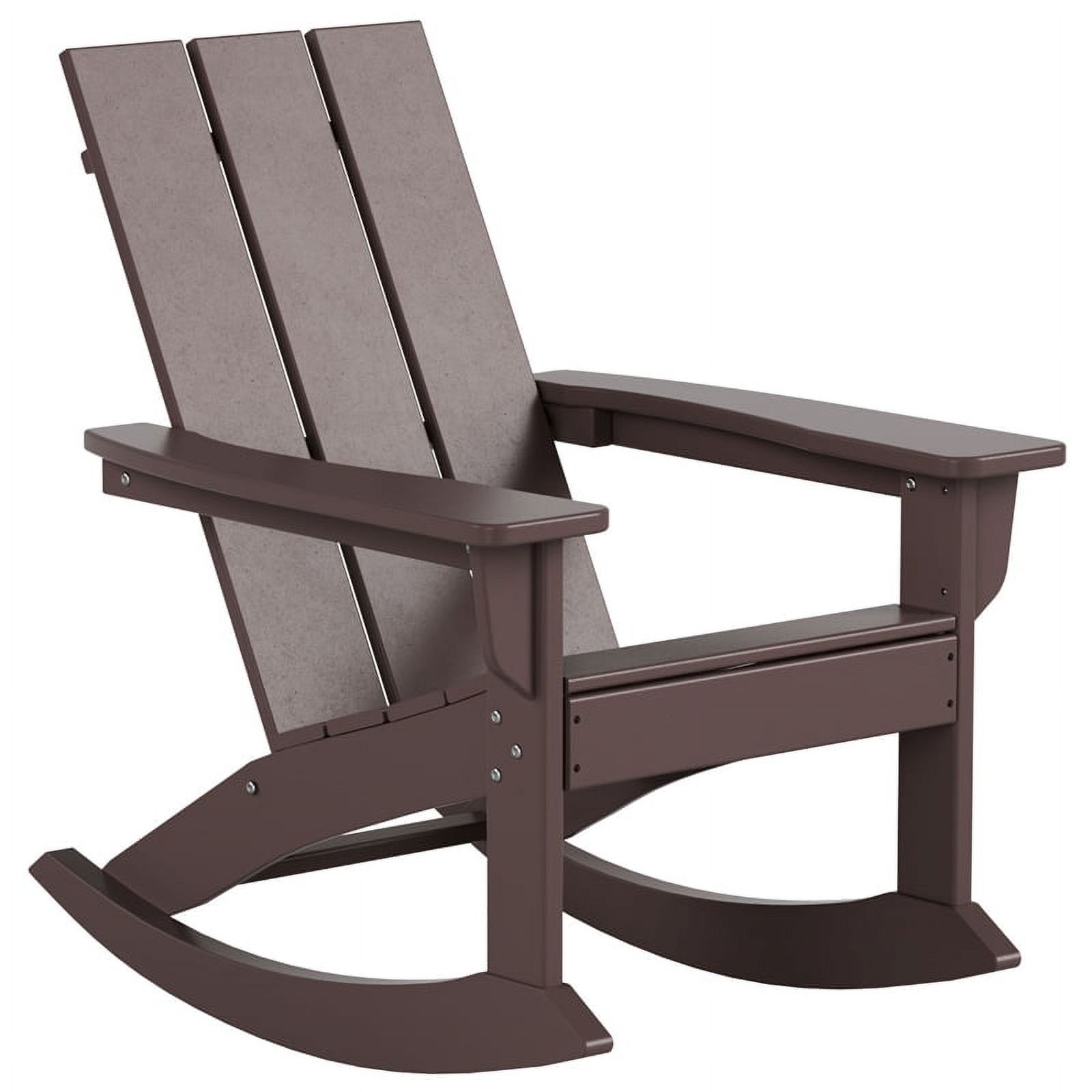 Chaise à Bascule Adirondack en Plastique HDPE pour Extérieur, Brun Foncé