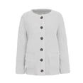 thumbnail image 4 of TIMIFIS Women’s Open Front Fleece Cardigan Sweater Button Long Sleeve Open Knitted Fleece Cardigan Outwear Sweater Coat Spring Fall Jackets Outerwear-WhiteFall/Winter, 4 of 6