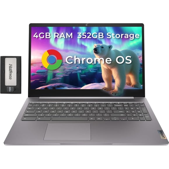 Lenovo Ideapad 3 Chromebook 15.6" FHD Laptop, Intel Celeron N4500, 4GB LPDDR4x, 352GB Storage(64GB eMMC + 288GB Docking Station Set), Intel UHD Graphics, 720p HD Webcam, Wi-Fi 6, Chrome OS, Gray