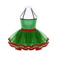 thumbnail image 2 of ranrann Jupe Tutu à Sequins Col Halter pour Filles Robe de Danse Ballet Déguisement Vert 6, 2 of 5
