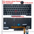 thumbnail image 1 of Clavier d'Ordinateur Portable US/RU/JP pour Lenovo Thinkpad E480 E485 E490 E495 E490S L380 L480 L390 L490 R480 R490 T480S T490 T495 01YP360 US Rétroéclairé Argent, 1 of 6