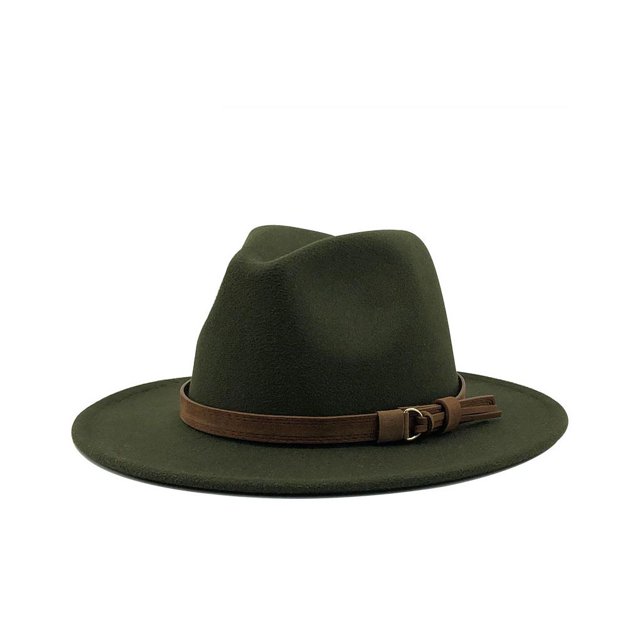 QualitChoice Woman Fedoras Hat Cap Female Comfortable Breathable Solid Color Winter Caps Green 56-58cm