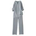 thumbnail image 3 of Timegard Womens 2 Piece Plus Size Sets Long Sleeve Notched V-Neck Button down Tops Drawstring Pants Lounge Sets, 3 of 3
