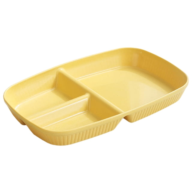 yulier Assiette Compartimentée en Plastique, Assiette Incassable en Paille de Blé à 3 Compartiments, Assiette de Souper Légère Réutilisable, Compatible Micro-Ondes et Lave-Vaisselle