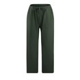 thumbnail image 4 of Women High Waisted Wide Leg Pants Drawstring Elastic Trousers Comfy Straight Leg Long Pants With Pockets, 4 of 6