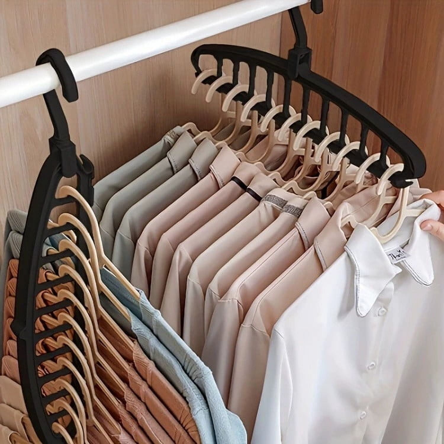 Birdeem Multi-Hook Clothes Hanger, 11-Hole Space Saving Garment Organizer for Dorm Closet Storage, Heavy Duty Plastic Hanging Rack with Vertical & Horizontal Drying