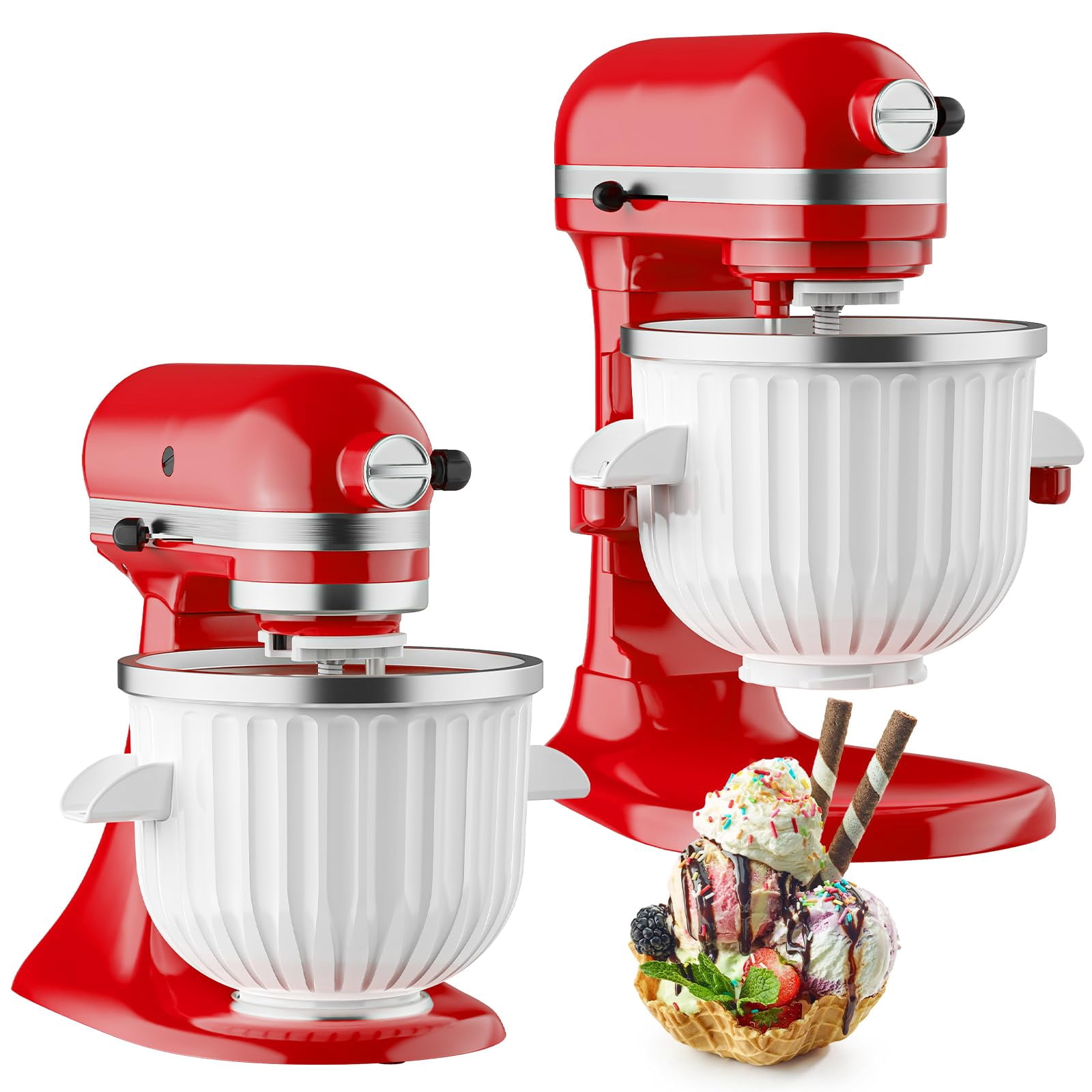 Ice Cream Maker Attachment for KitchenAid Stand Mixer, Fits 4.5Qt and Larger KitchenAid Mixers, 2 Quart Frozen Yogurt, Sorbet & Gelato Ice Cream Bowl by Focollk